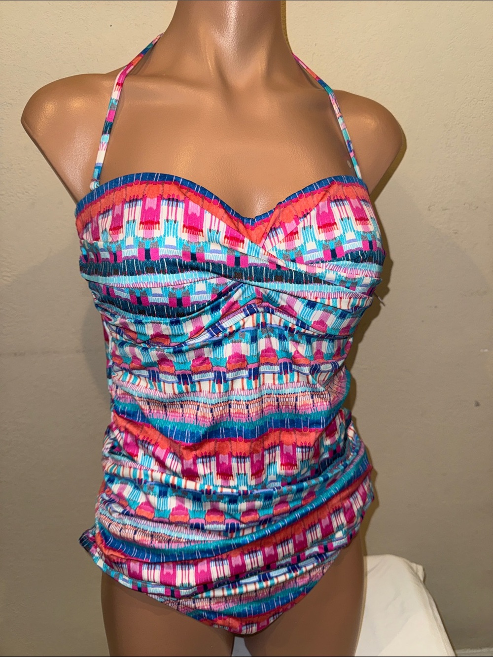 NWT La Blanca Swimsuit Bandeau Tankini set size 14 twist front